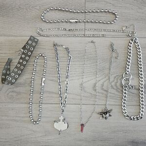 8 Piece Silver Chain Necklace Set